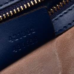 مملوكة مسبقًا Gucci Blue Leather Small Web Chain Sylvie Shoulder Bag
