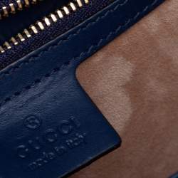 مملوكة مسبقًا Gucci Blue Leather Small Web Chain Sylvie Shoulder Bag