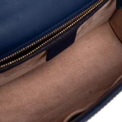 مملوكة مسبقًا Gucci Blue Leather Small Web Chain Sylvie Shoulder Bag