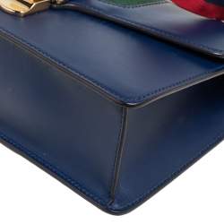مملوكة مسبقًا Gucci Blue Leather Small Web Chain Sylvie Shoulder Bag