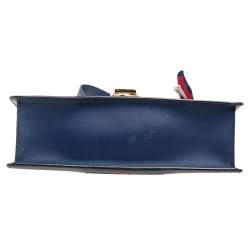 مملوكة مسبقًا Gucci Blue Leather Small Web Chain Sylvie Shoulder Bag