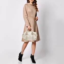 Pre Owned Gucci Off White Leather Equestrian Horseshoe Satchel