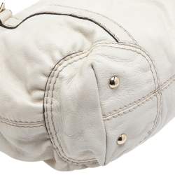 Pre Owned Gucci Off White Leather Equestrian Horseshoe Satchel