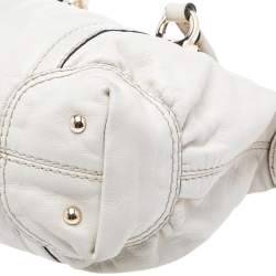 Pre Owned Gucci Off White Leather Equestrian Horseshoe Satchel