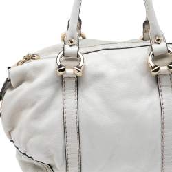Pre Owned Gucci Off White Leather Equestrian Horseshoe Satchel