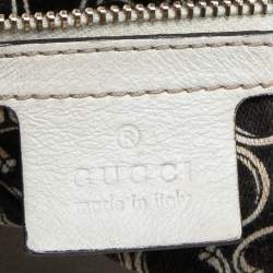 Pre Owned Gucci Off White Leather Equestrian Horseshoe Satchel