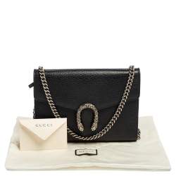 مملوكة مسبقًا Gucci Black Leather Mini Dionysus Wallet On Chain