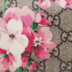 Gucci Pink/Beige GG Supreme Canvas and Leather Blooms Card Case Wallet