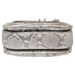 مملوكة مسبقًا Gucci Metallic Grey Python Medium Tassel New Bamboo Top Handle Bag