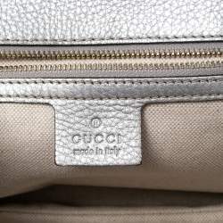 مملوكة مسبقًا Gucci Metallic Grey Python Medium Tassel New Bamboo Top Handle Bag