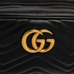 مملوكة مسبقًا Gucci Black Matelassé Leather GG Marmont Shoulder Bag