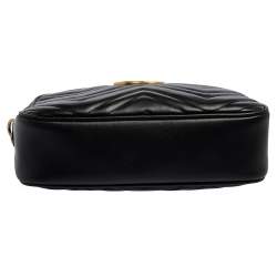 مملوكة مسبقًا Gucci Black Matelassé Leather GG Marmont Shoulder Bag