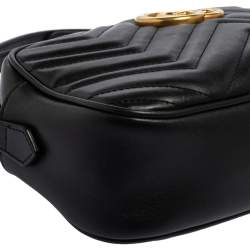 مملوكة مسبقًا Gucci Black Matelassé Leather GG Marmont Shoulder Bag
