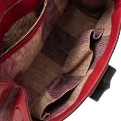 Pre Owned Gucci Red Leather Small Bamboo Daily Top Handle Bag