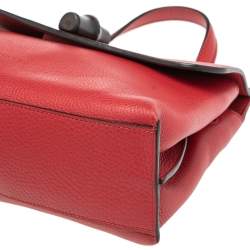 Pre Owned Gucci Red Leather Small Bamboo Daily Top Handle Bag