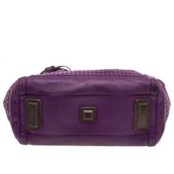 Pre Owned Gucci Purple Leather Medium Handmade Top Handle Satchel