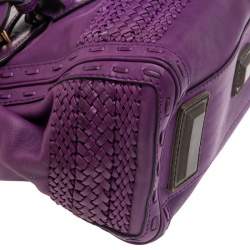 Pre Owned Gucci Purple Leather Medium Handmade Top Handle Satchel