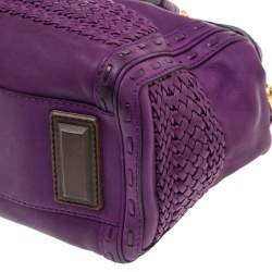Pre Owned Gucci Purple Leather Medium Handmade Top Handle Satchel