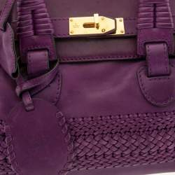Pre Owned Gucci Purple Leather Medium Handmade Top Handle Satchel