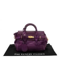 Pre Owned Gucci Purple Leather Medium Handmade Top Handle Satchel