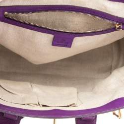 Pre Owned Gucci Purple Leather Medium Handmade Top Handle Satchel
