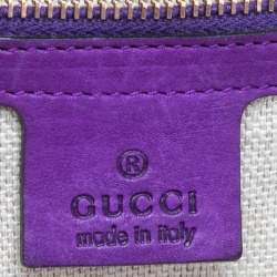 Pre Owned Gucci Purple Leather Medium Handmade Top Handle Satchel