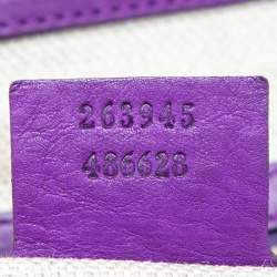 Pre Owned Gucci Purple Leather Medium Handmade Top Handle Satchel