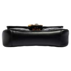 مملوكة مسبقًا Gucci Black Matelassé Leather Mini GG Marmont Shoulder Bag