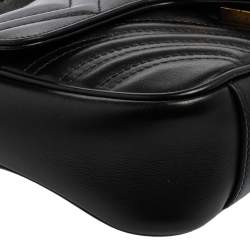 مملوكة مسبقًا Gucci Black Matelassé Leather Mini GG Marmont Shoulder Bag
