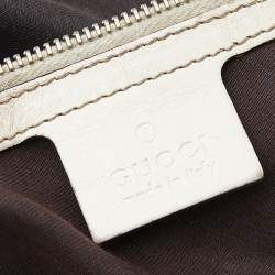 Pre Owned حقيبة كتف غوتشي بلهام متوسطة جلد وكانفاس جي جي أبيض/ بيج