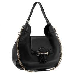 Pre Owned حقيبة هوبو غوتشي ايميلي جلد أسود متوسطة