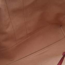 Pre Owned Gucci Red/Beige Leather And Coated Canvas Web GG Supreme Flora Printed Ophidia Tote