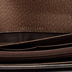 Pre Owned Gucci Brown/Beige GG Supreme Canvas and Leather Ophidia Continental Wallet 