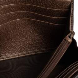 Pre Owned Gucci Brown/Beige GG Supreme Canvas and Leather Ophidia Continental Wallet 