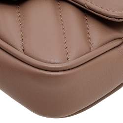 Pre Owned Gucci Beige Leather GG Marmont Chain Coin Purse