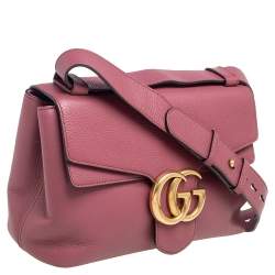 Pre Owned حقيبة كتف غوتشي مارمونت جلد وردي مزينة جي جي كبيرة
