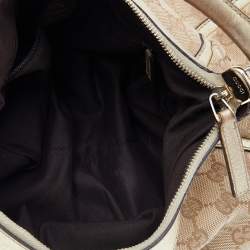 مملوكة مسبقًا Gucci Beige/Gold GG Canvas And Leather D Ring Hobo