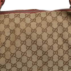 Pre Owned Gucci Beige GG Canvas and Leather Medium Bamboo Bar Shoulder Bag