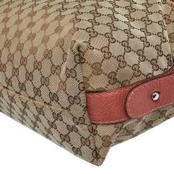 Pre Owned Gucci Beige GG Canvas and Leather Medium Bamboo Bar Shoulder Bag