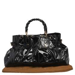 Gucci Black Coated Canvas and Leather Dialux Pop Bamboo Satchel