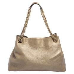 مملوكة مسبقًا حقيبة كتف غوتشي سوهو جلد ذهبي فاتح متوسطة