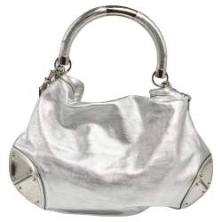 Pre Owned Gucci Silver Leather Large Babouska Indy Hobo