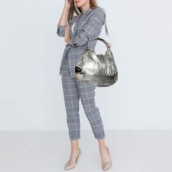 Pre Owned Gucci Silver Leather Large Babouska Indy Hobo