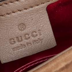 Pre Owned Gucci Tan Matelassé Velvet Medium GG Marmont Shoulder Bag