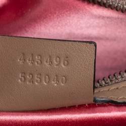Pre Owned Gucci Tan Matelassé Velvet Medium GG Marmont Shoulder Bag