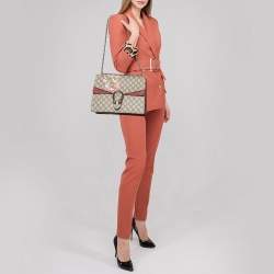 Pre Owned حقيبة كتف غوتشي ديونيسوس سويدي وكانفاس GG سوبريم بيج / أحمر داكن