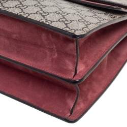 Pre Owned حقيبة كتف غوتشي ديونيسوس سويدي وكانفاس GG سوبريم بيج / أحمر داكن