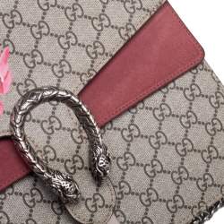 Pre Owned حقيبة كتف غوتشي ديونيسوس سويدي وكانفاس GG سوبريم بيج / أحمر داكن
