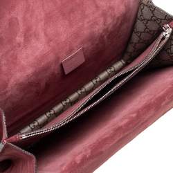 Pre Owned حقيبة كتف غوتشي ديونيسوس سويدي وكانفاس GG سوبريم بيج / أحمر داكن