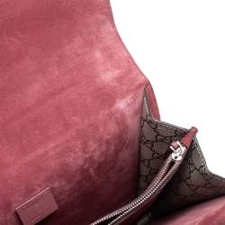 Pre Owned حقيبة كتف غوتشي ديونيسوس سويدي وكانفاس GG سوبريم بيج / أحمر داكن